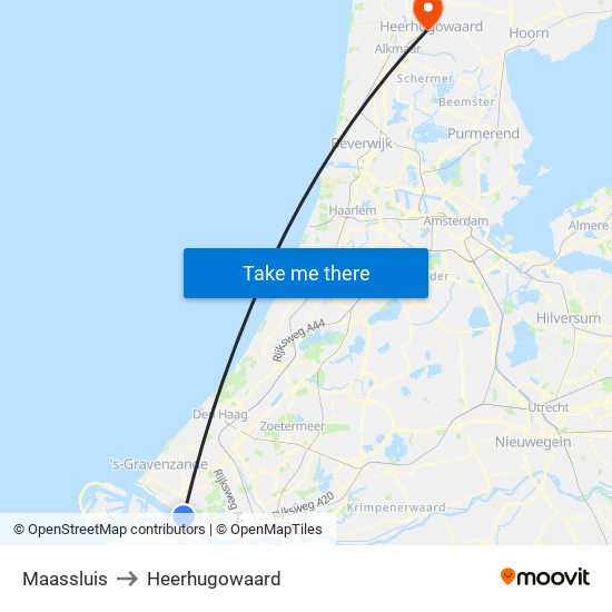 Maassluis to Heerhugowaard map