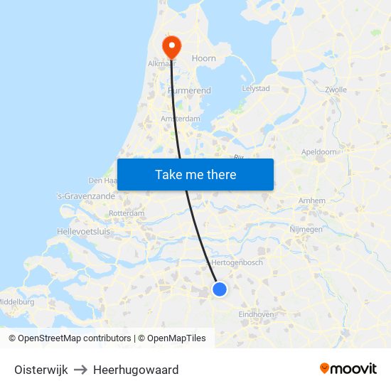 Oisterwijk to Heerhugowaard map