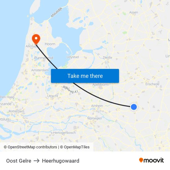 Oost Gelre to Heerhugowaard map