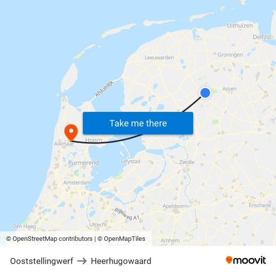 Ooststellingwerf to Heerhugowaard map