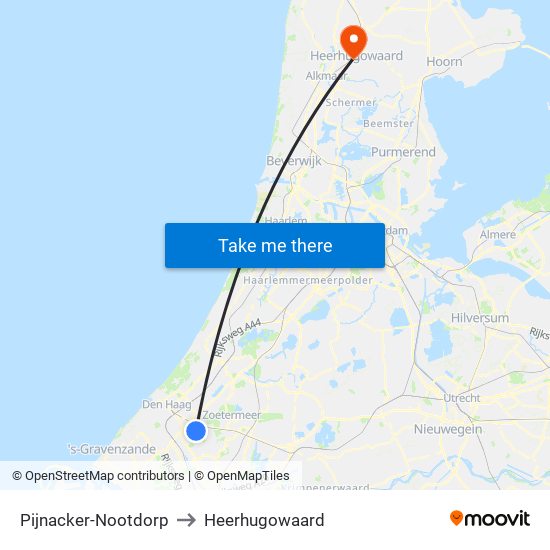 Pijnacker-Nootdorp to Heerhugowaard map