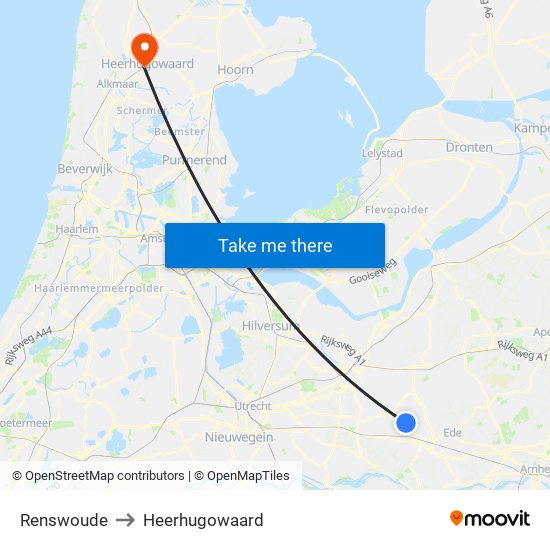 Renswoude to Heerhugowaard map