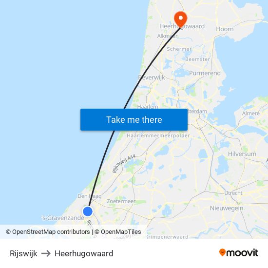 Rijswijk to Heerhugowaard map