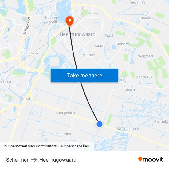 Schermer to Heerhugowaard map