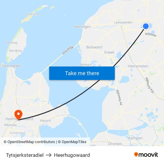 Tytsjerksteradiel to Heerhugowaard map