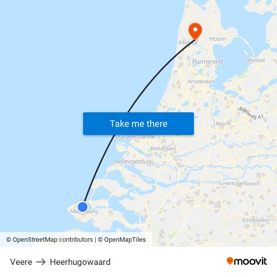 Veere to Heerhugowaard map