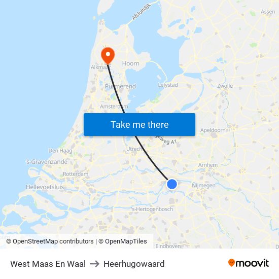 West Maas En Waal to Heerhugowaard map