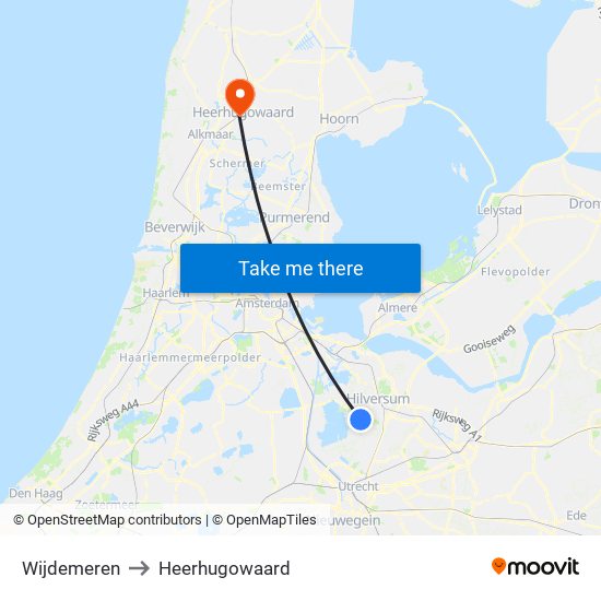 Wijdemeren to Heerhugowaard map