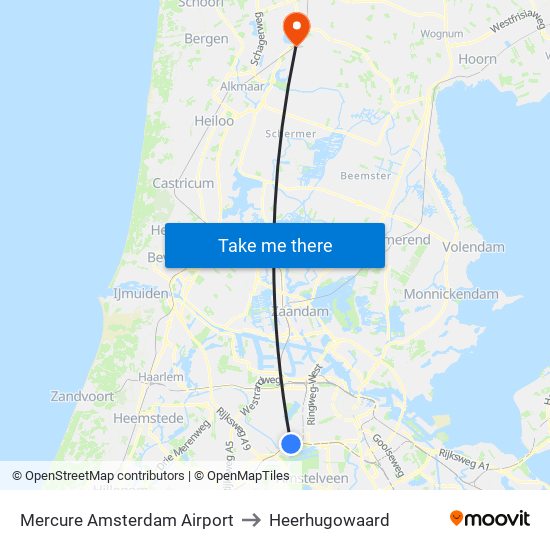 Mercure Amsterdam Airport to Heerhugowaard map