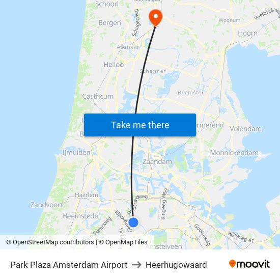 Park Plaza Amsterdam Airport to Heerhugowaard map