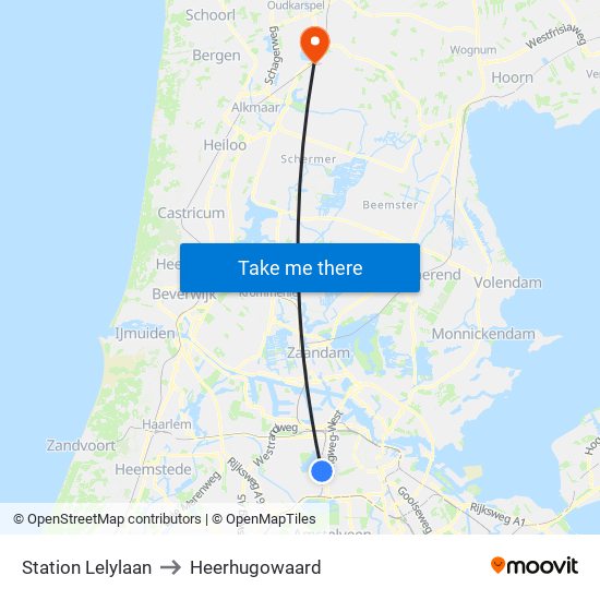 Station Lelylaan to Heerhugowaard map