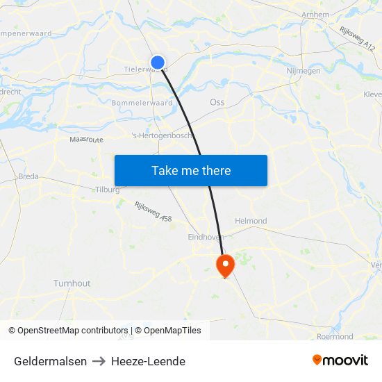 Geldermalsen to Heeze-Leende map