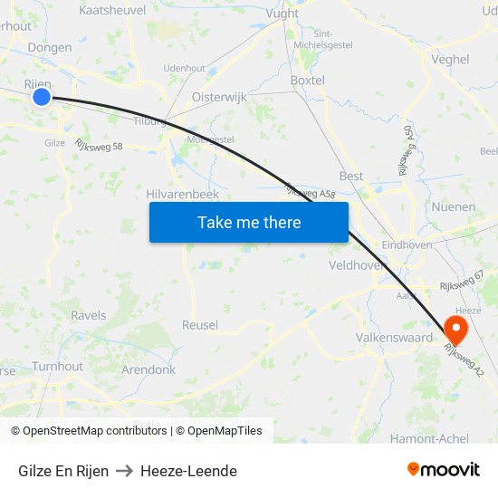 Gilze En Rijen to Heeze-Leende map