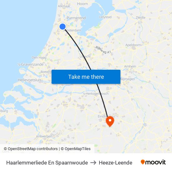 Haarlemmerliede En Spaarnwoude to Heeze-Leende map