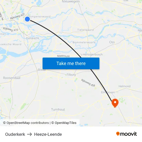 Ouderkerk to Heeze-Leende map
