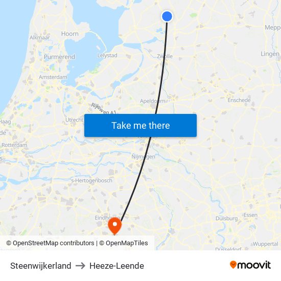 Steenwijkerland to Heeze-Leende map