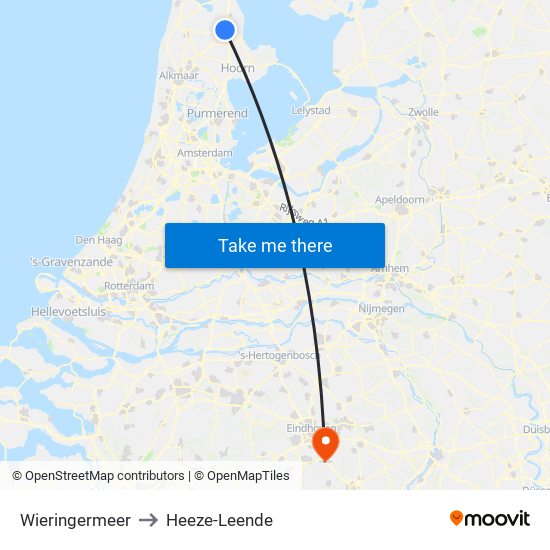 Wieringermeer to Heeze-Leende map