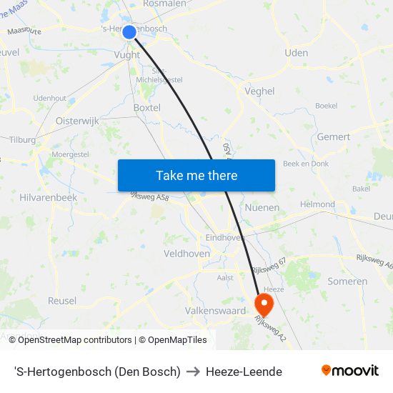 'S-Hertogenbosch (Den Bosch) to Heeze-Leende map