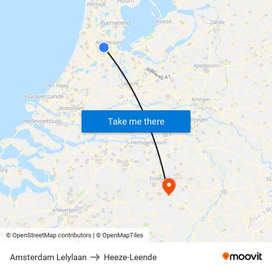 Amsterdam Lelylaan to Heeze-Leende map