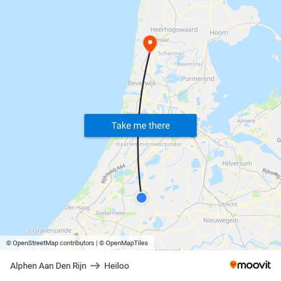 Alphen Aan Den Rijn to Heiloo map