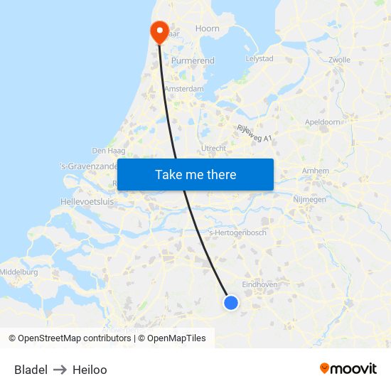 Bladel to Heiloo map