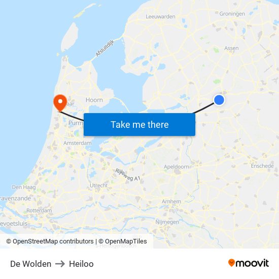 De Wolden to Heiloo map