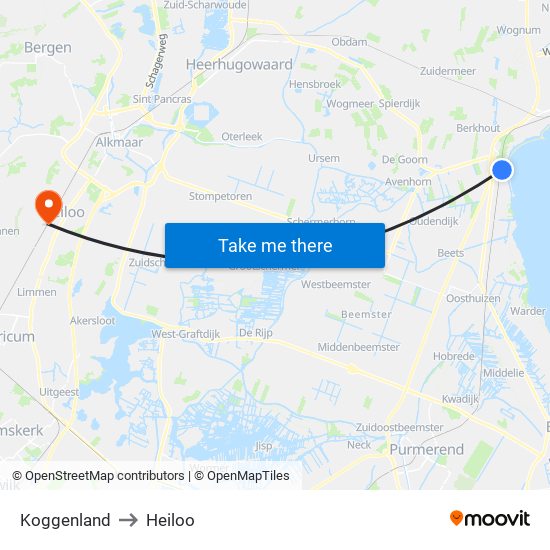 Koggenland to Heiloo map