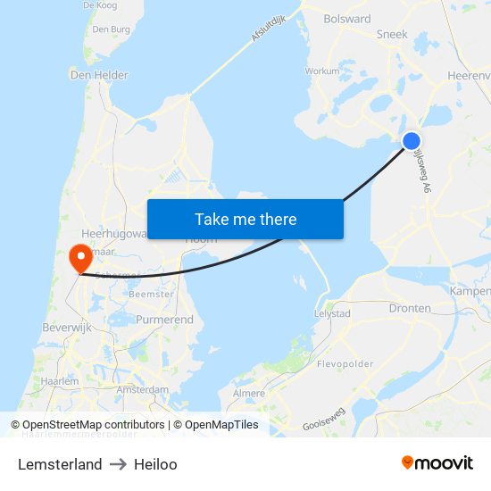 Lemsterland to Heiloo map