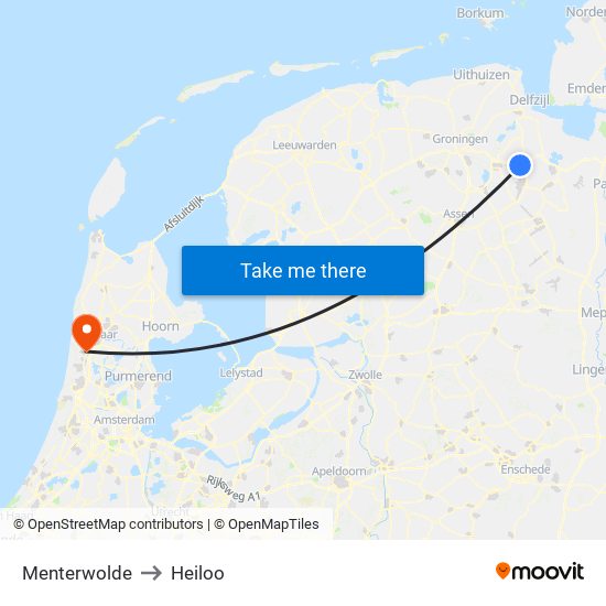 Menterwolde to Heiloo map