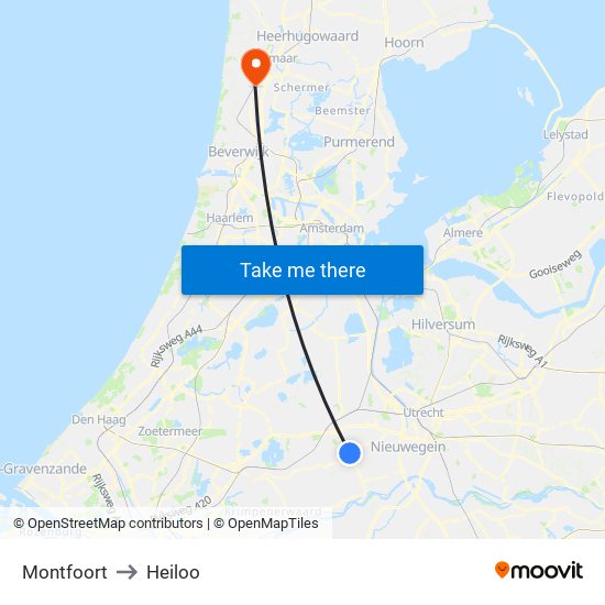 Montfoort to Heiloo map