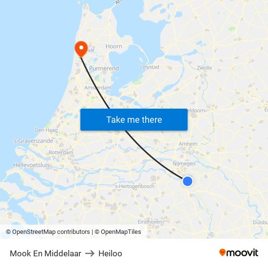 Mook En Middelaar to Heiloo map