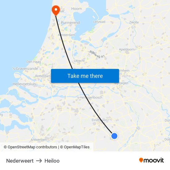 Nederweert to Heiloo map