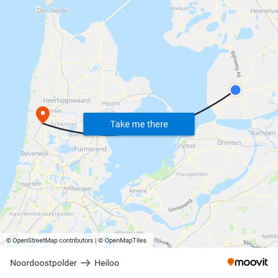 Noordoostpolder to Heiloo map