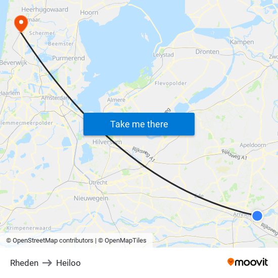 Rheden to Heiloo map