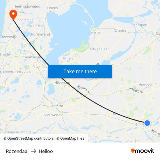 Rozendaal to Heiloo map