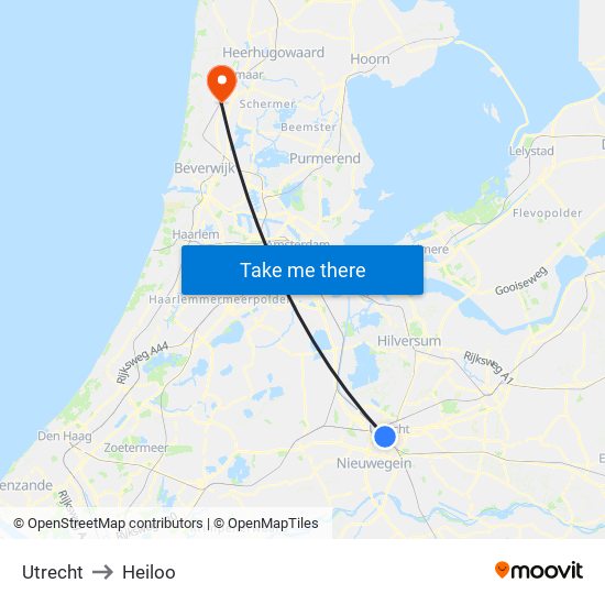 Utrecht to Heiloo map