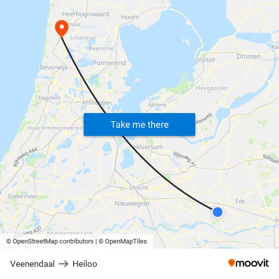 Veenendaal to Heiloo map