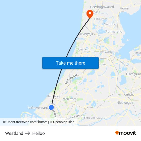 Westland to Heiloo map