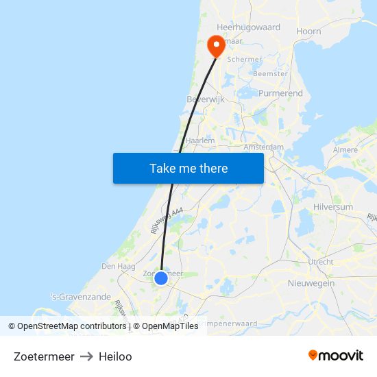 Zoetermeer to Heiloo map