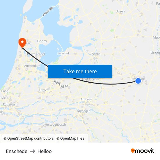 Enschede to Heiloo map