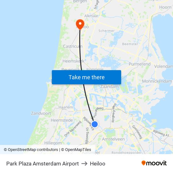 Park Plaza Amsterdam Airport to Heiloo map