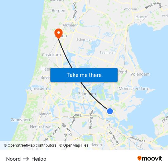 Noord to Heiloo map