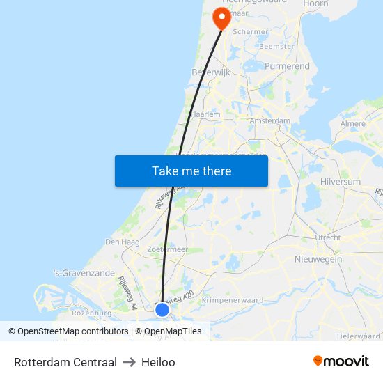 Rotterdam Centraal to Heiloo map