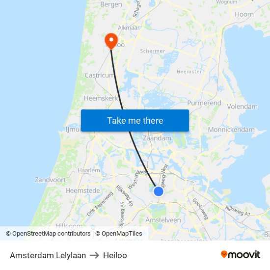 Amsterdam Lelylaan to Heiloo map