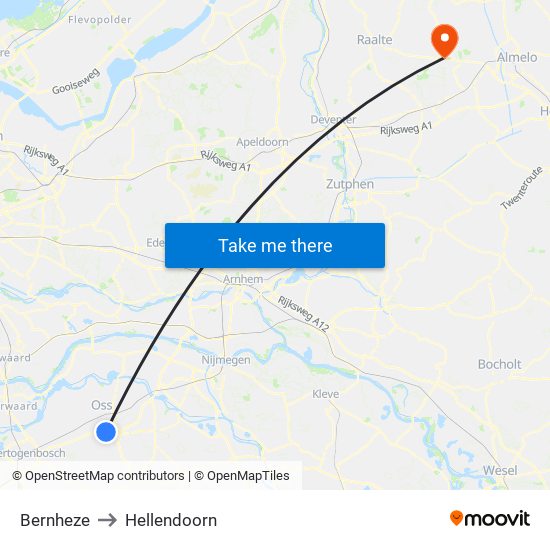 Bernheze to Hellendoorn map