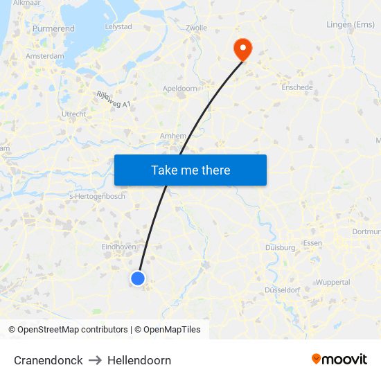 Cranendonck to Hellendoorn map