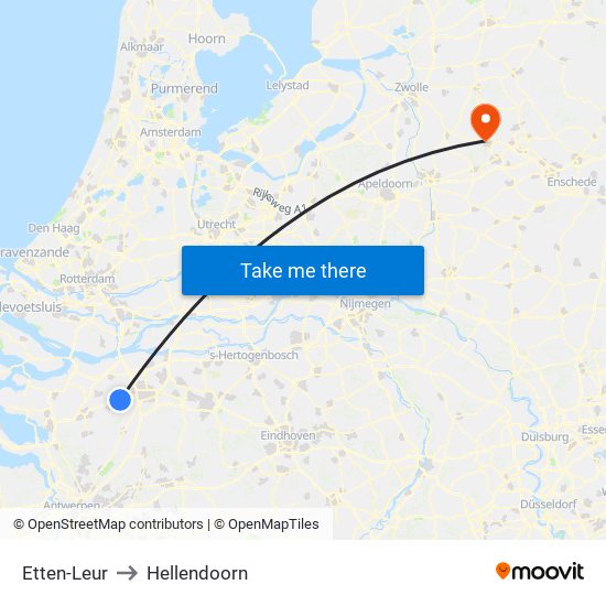 Etten-Leur to Hellendoorn map