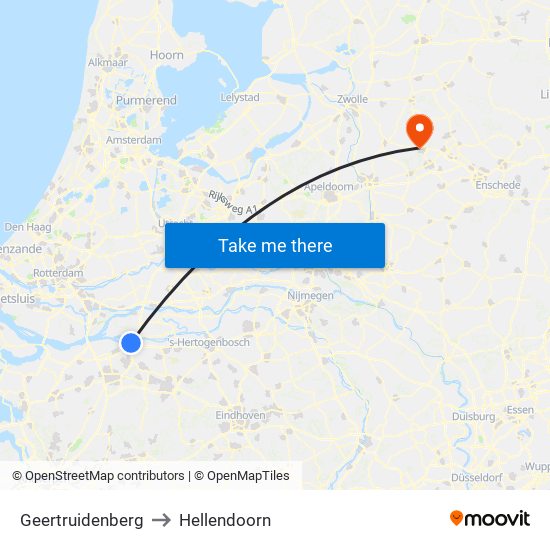 Geertruidenberg to Hellendoorn map