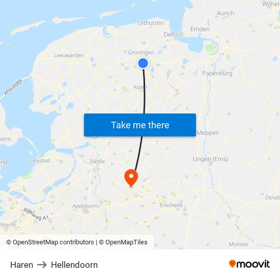 Haren to Hellendoorn map