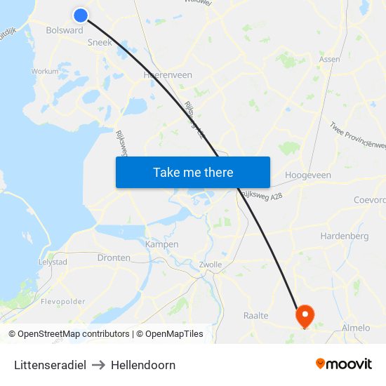 Littenseradiel to Hellendoorn map